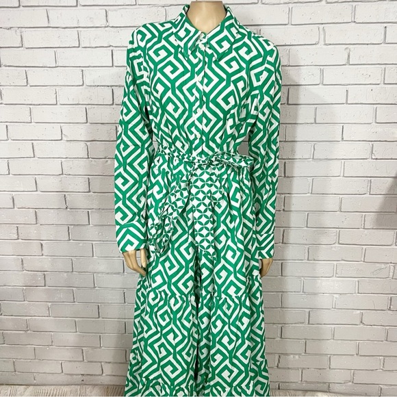Boden Flo Cotton Midi Shirt Dress Green Tambourine - Size 14 - Picture 1 of 14